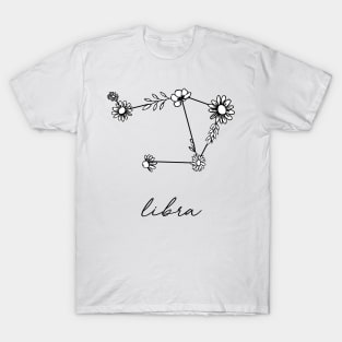 Libra Zodiac Wildflower Constellation T-Shirt